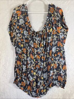 Lane Bryant 30/32 Women's Floral Scoop Neck Blouse